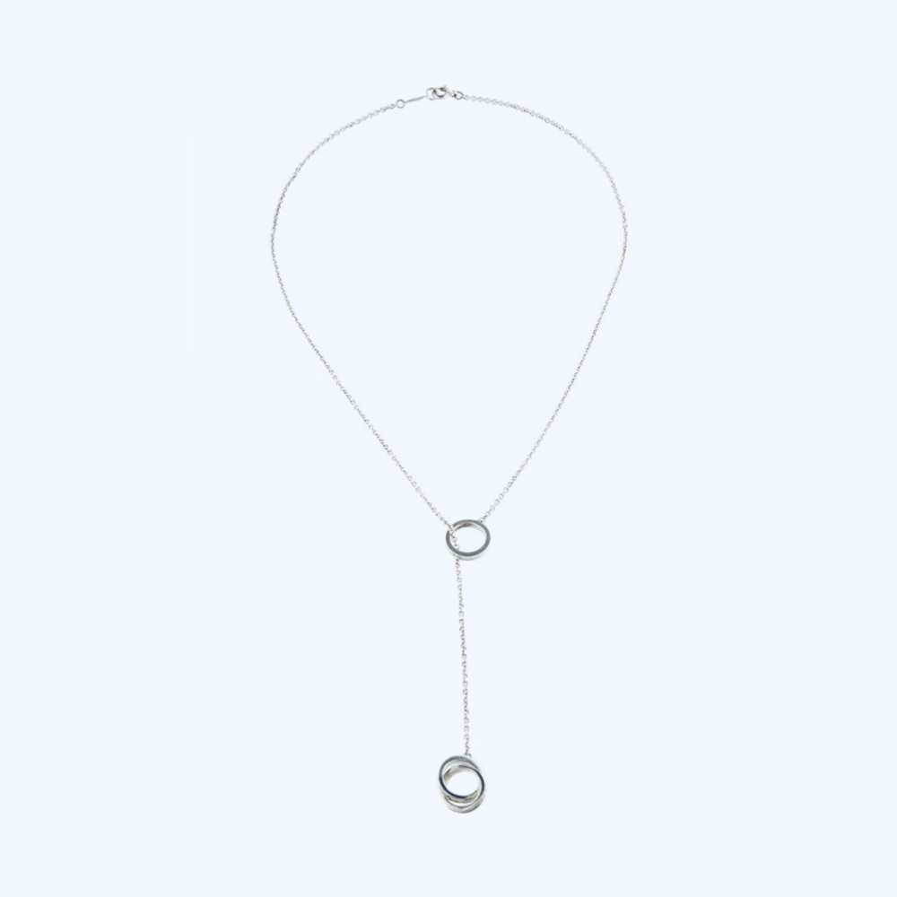 Vintage Tiffany & Co. 1837 Interlocking Circles Lariat Necklace Sterling Silver - Picture 4 of 11
